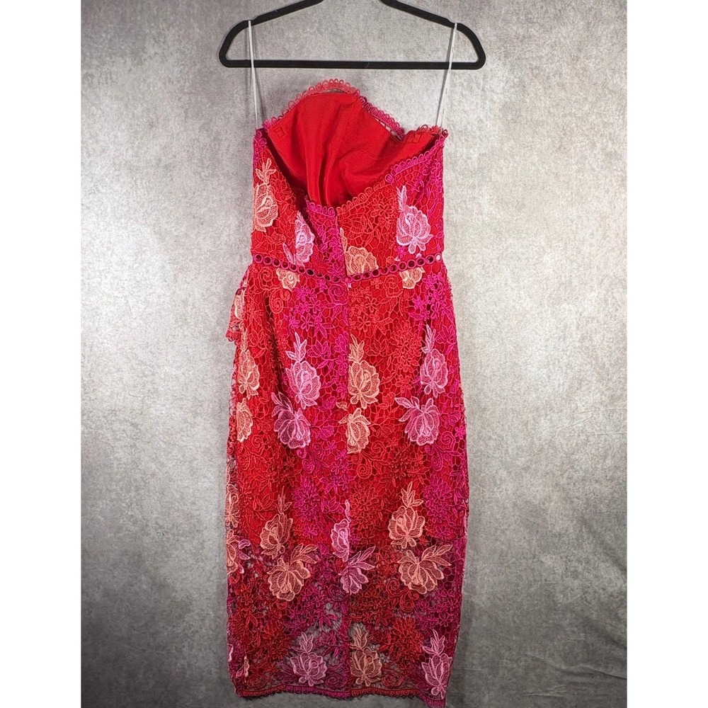 Elliatt X Revolve Times Dress Womens Large Pink Strapless Lace Peplum Floral NEW - Picture 4 of 11